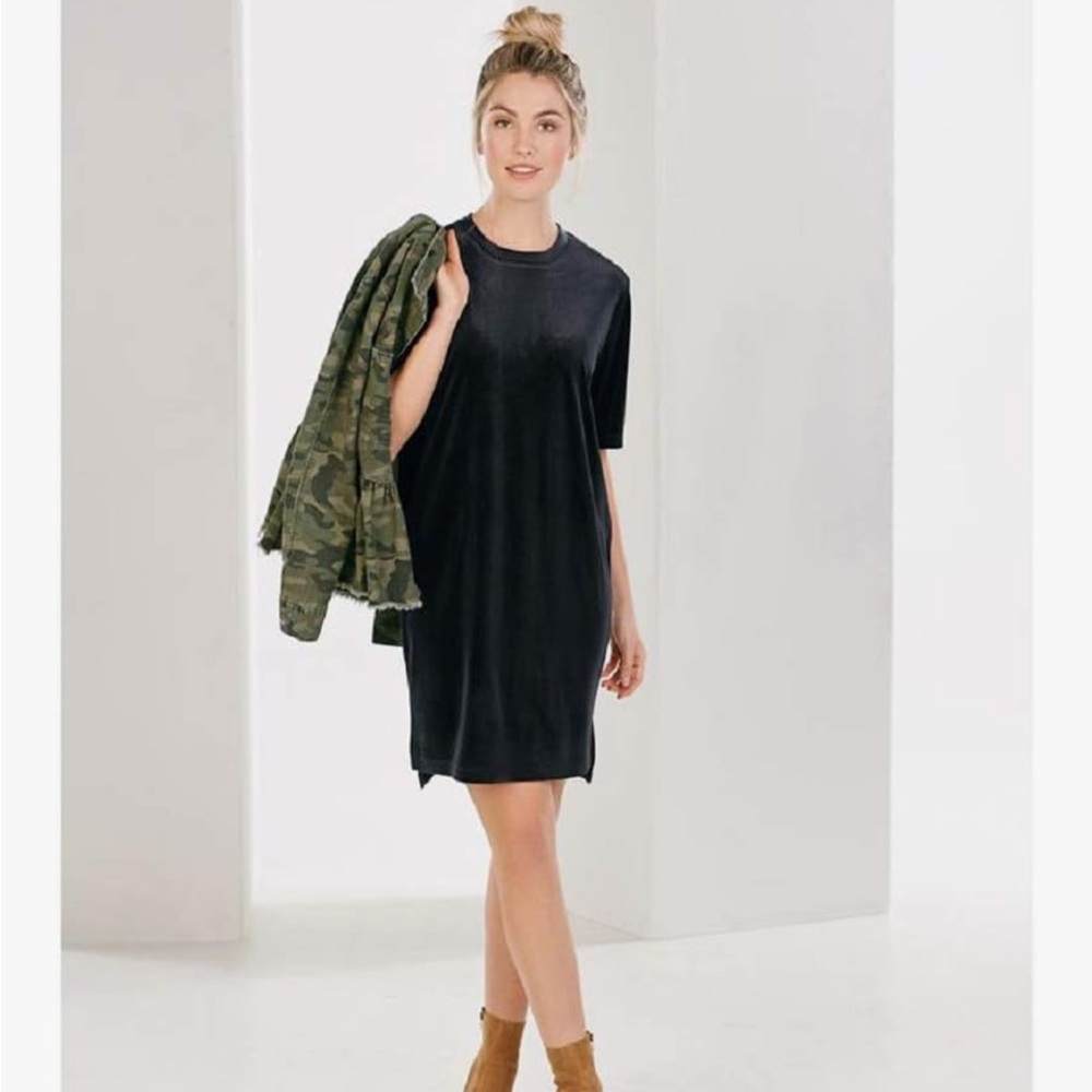 Mud Pie Black Velvet Shirt Dress